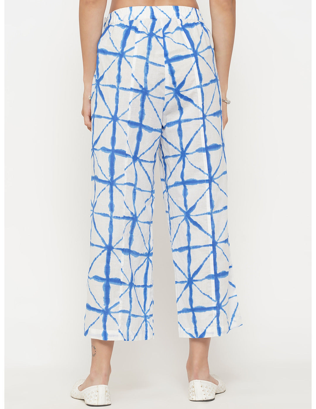 Blue Shibori Print Straight Pants