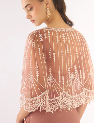 Pink Georgette Embroidered Lehenga Set
