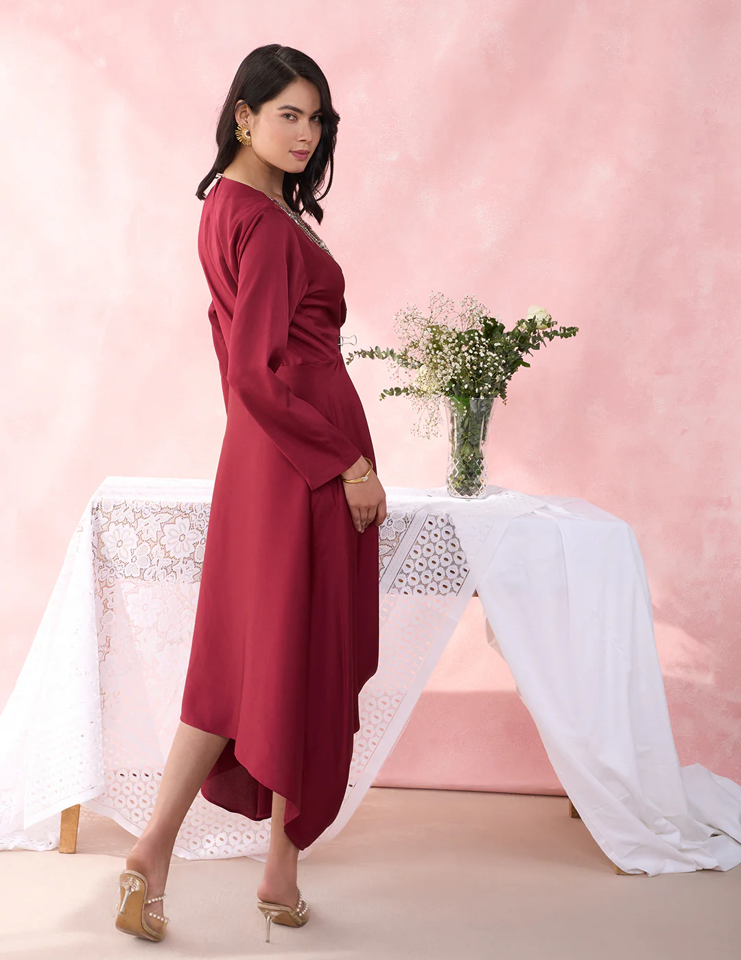 Wine Ripple Dress for Women