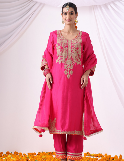 Magenta Long Kurta with Palazo