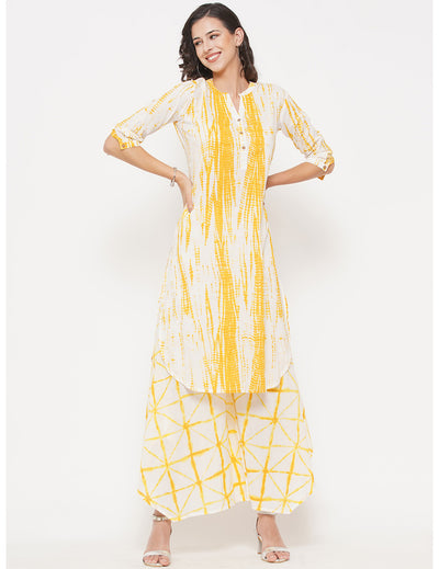 Yellow Shibori Print Straight Pants