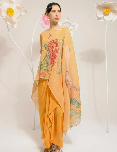 Chrome Yellow HP Kaftan With Dhoti