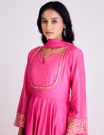 Pink Embroidered Anarkali