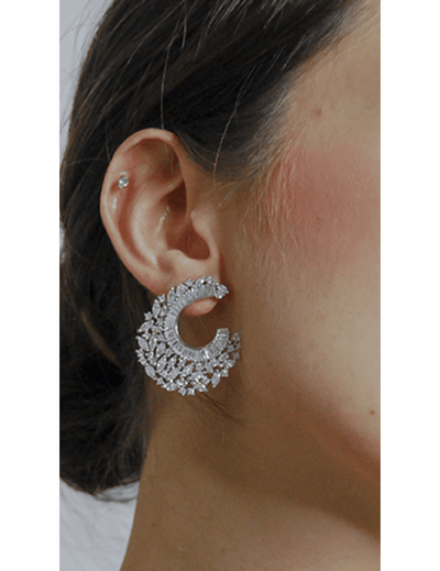 Paved Petal Diamond Earrings