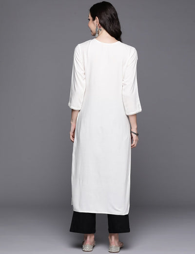 White Motifs Sequinned Kurta