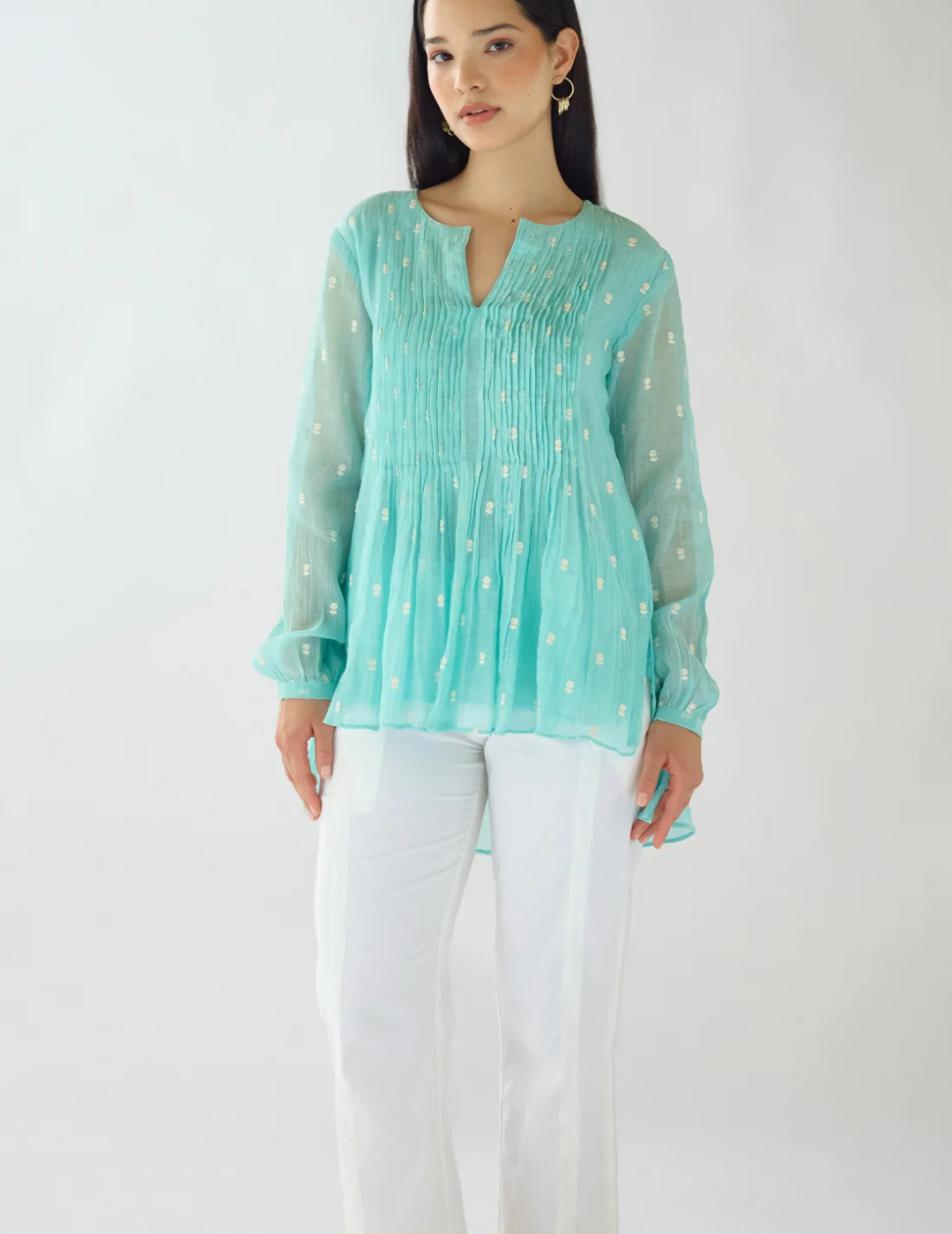 Firozi Embroidered Cotton Tunic