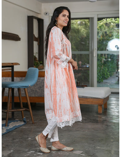 Orange Shibori Kurta