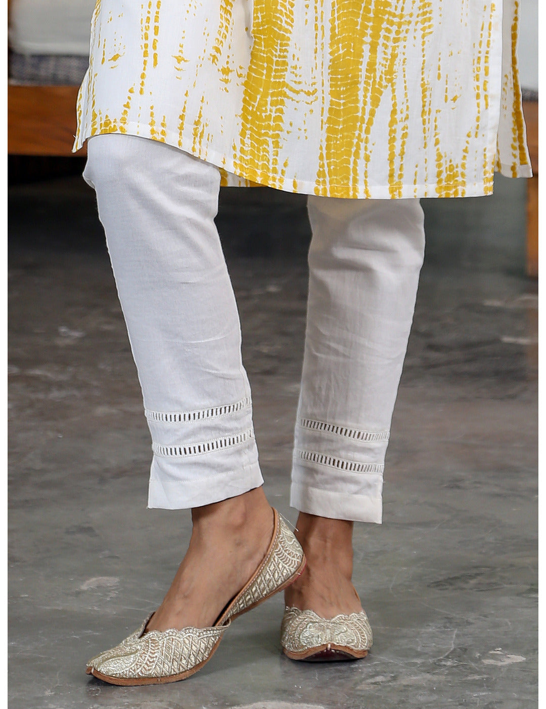 Yellow Shibori Print Straight Kurta Set