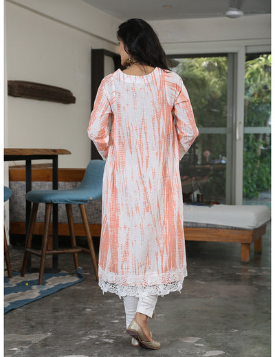 Orange Shibori Kurta