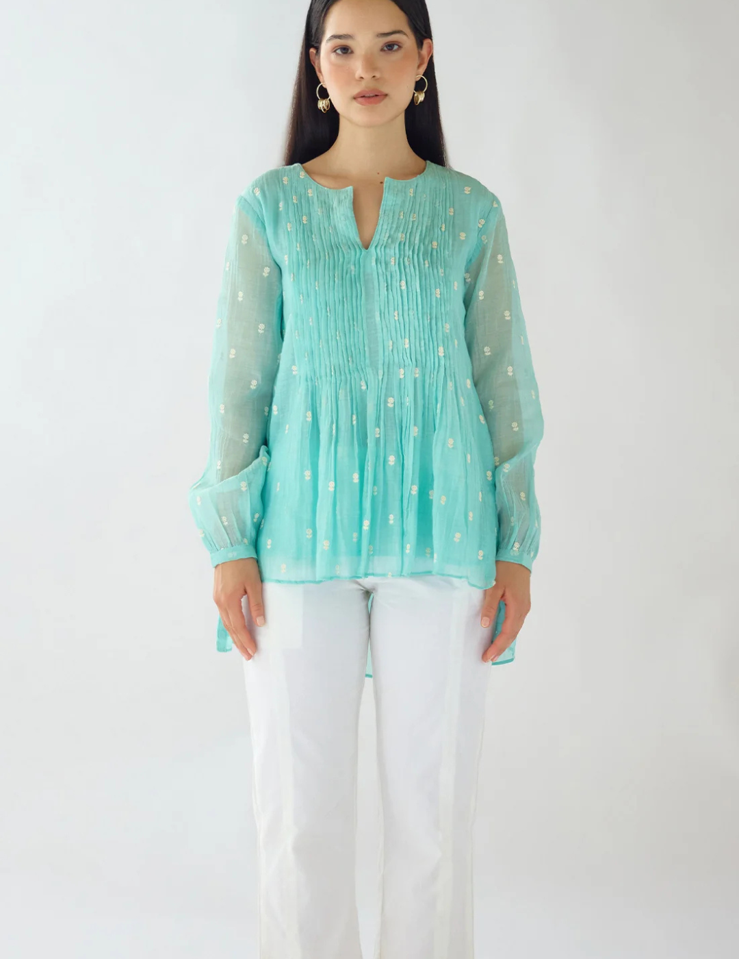 Firozi Embroidered Cotton Tunic