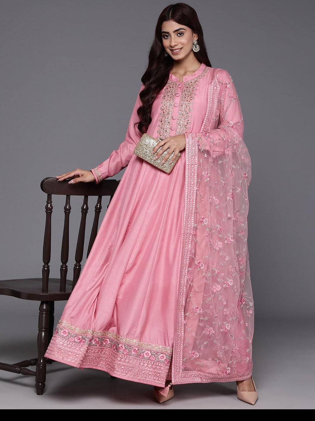 Pink Yoke Anarkali Set