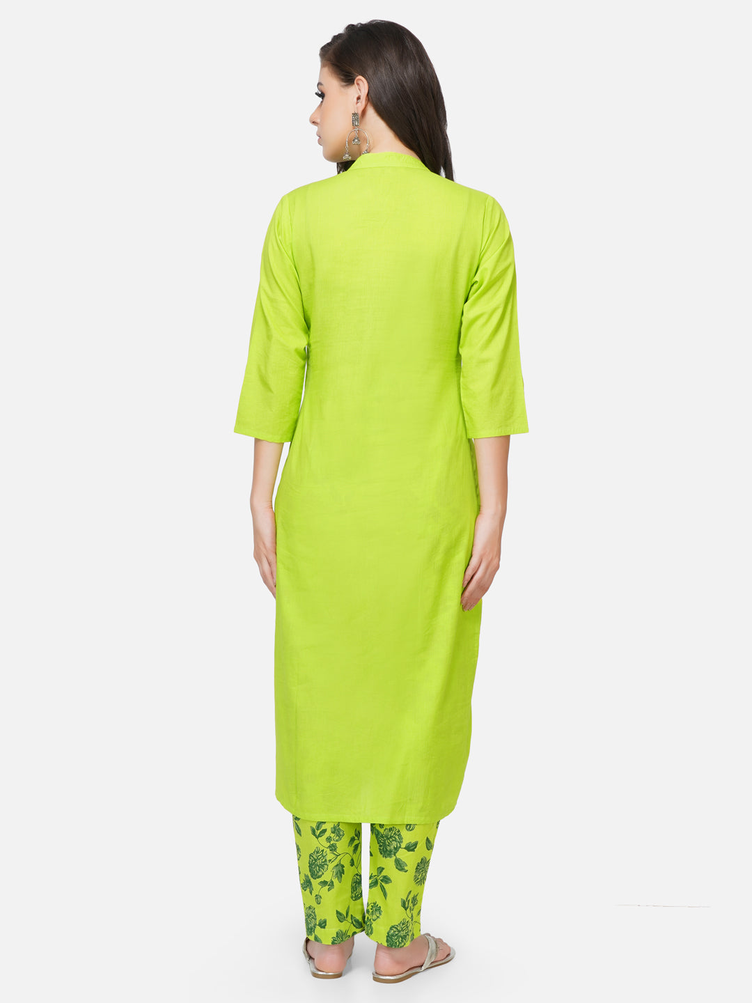 Green kurta with printed pants