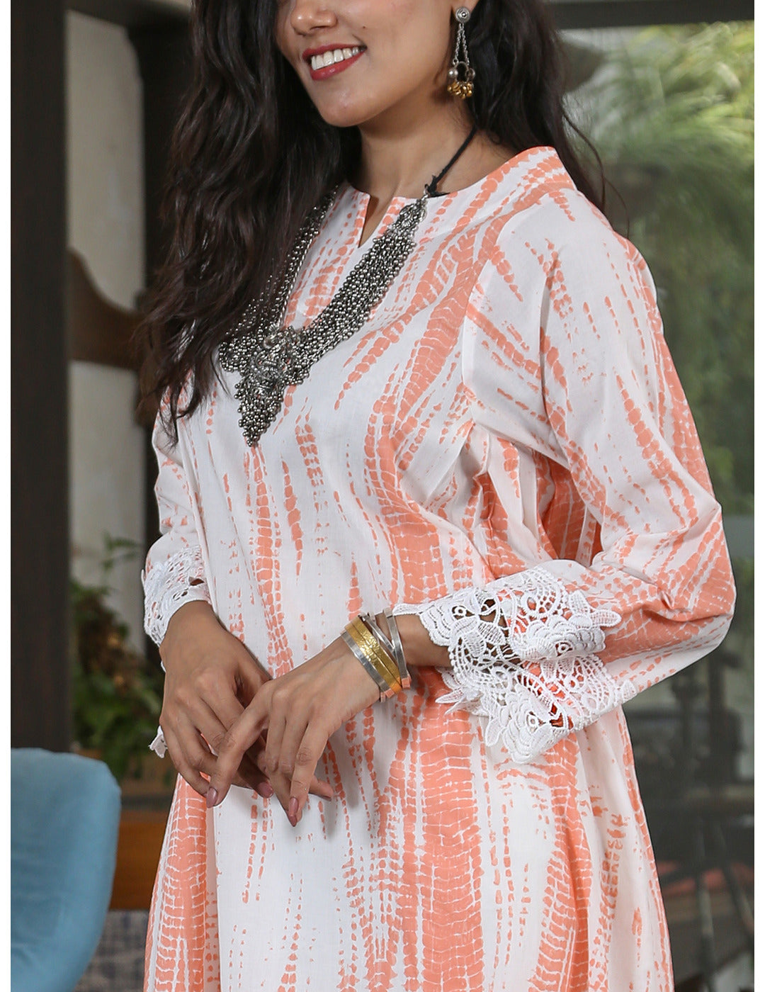 Orange Shibori Kurta