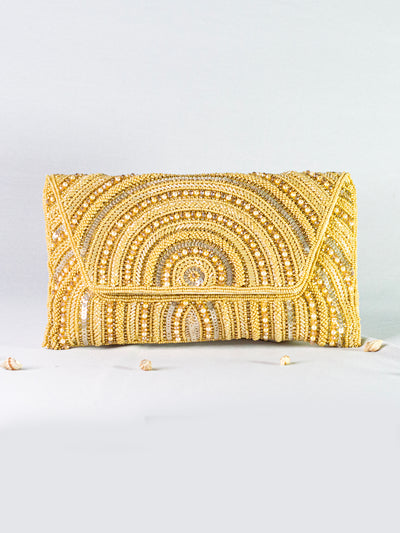 Hand Embellished Gold Clutch