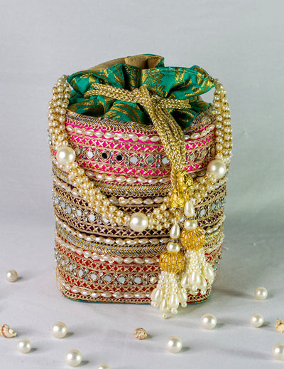 Green & Multicolor Potli
