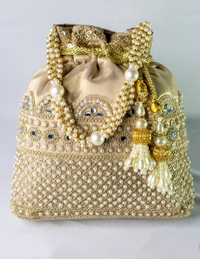 Antique Golden Hand Embellished Potli