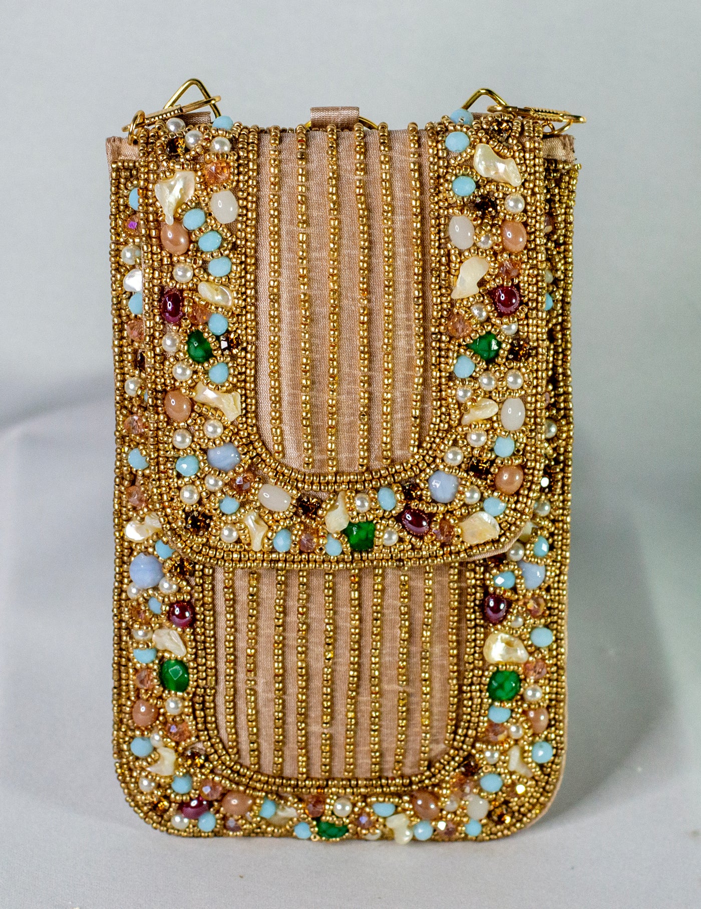 Gold Hand Embellished Phone Pouch