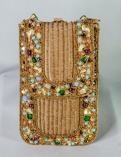 Gold Hand Embellished Phone Pouch