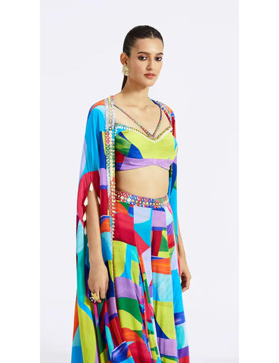 Multicolored Skirt Set