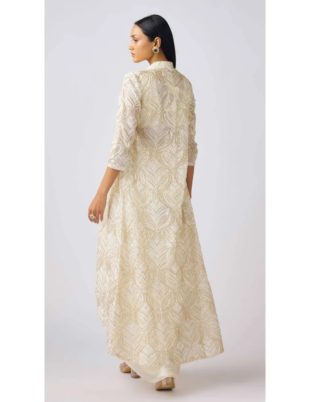 Ivory Chinon Embroidered Cape Set