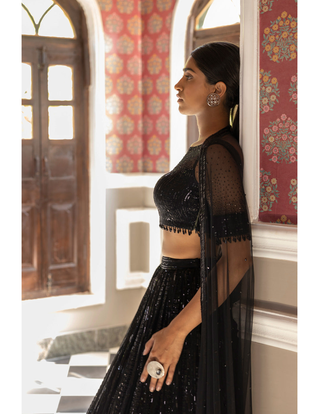 Black Sequins Lehenga Set