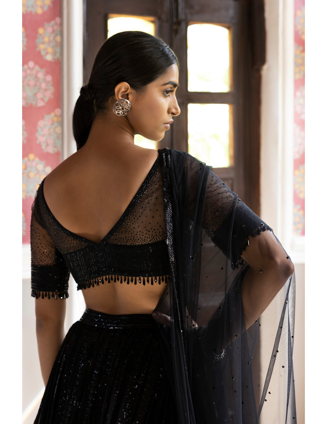 Black Sequins Lehenga Set