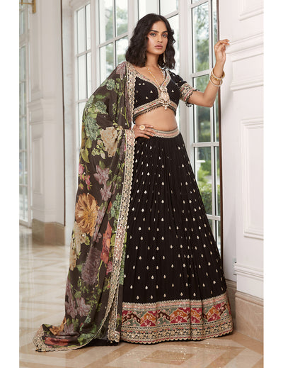 Black Embroidered Lehenga Set 