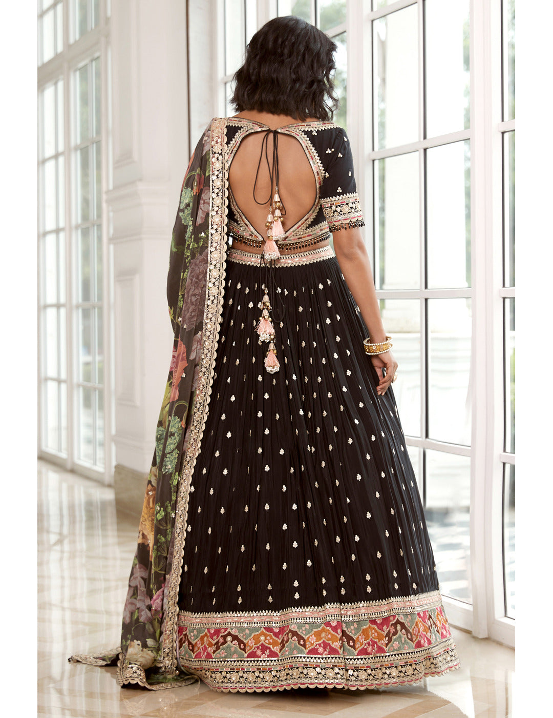 Black Embroidered Lehenga Set 