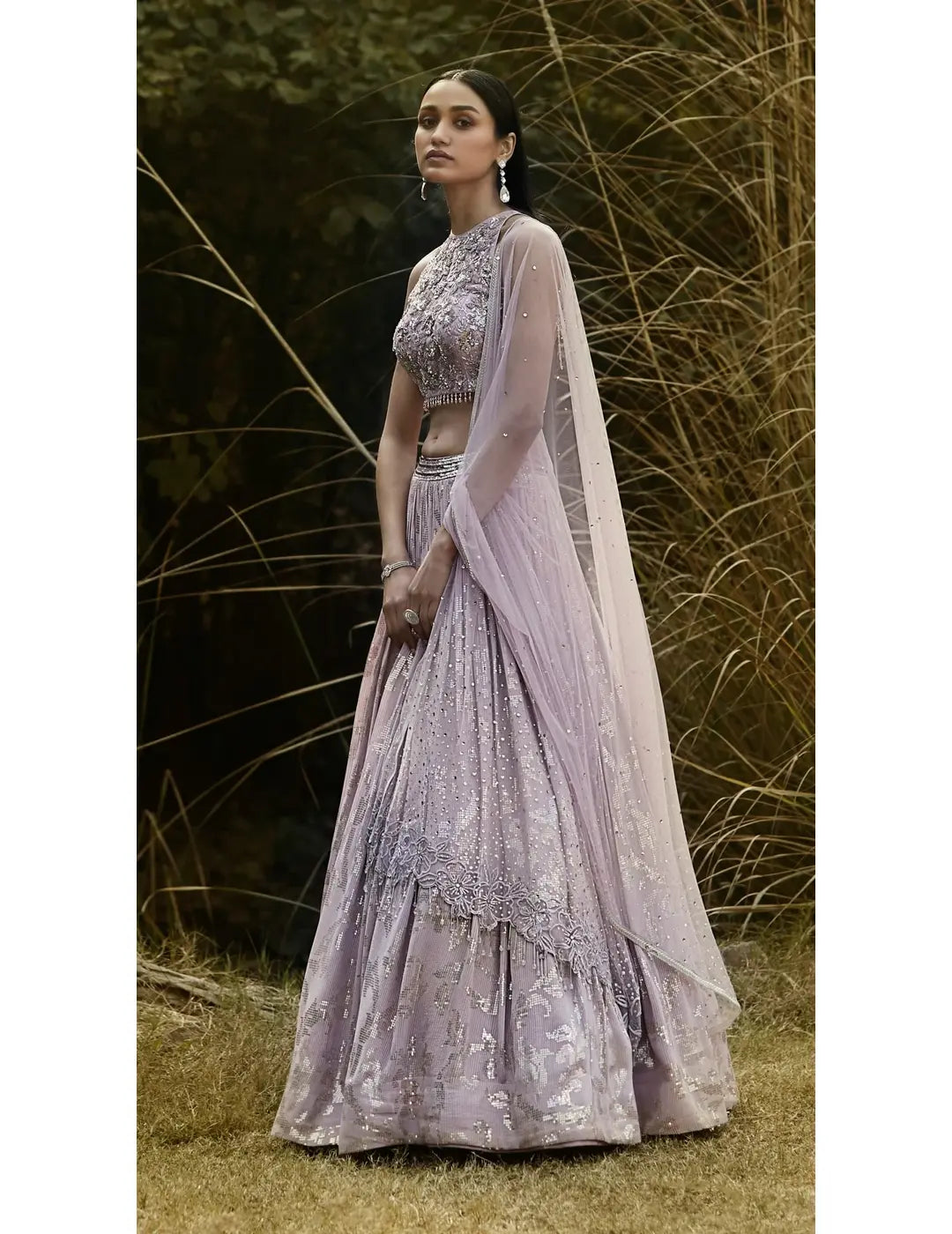 Lilac Embroidered Lehenga Set