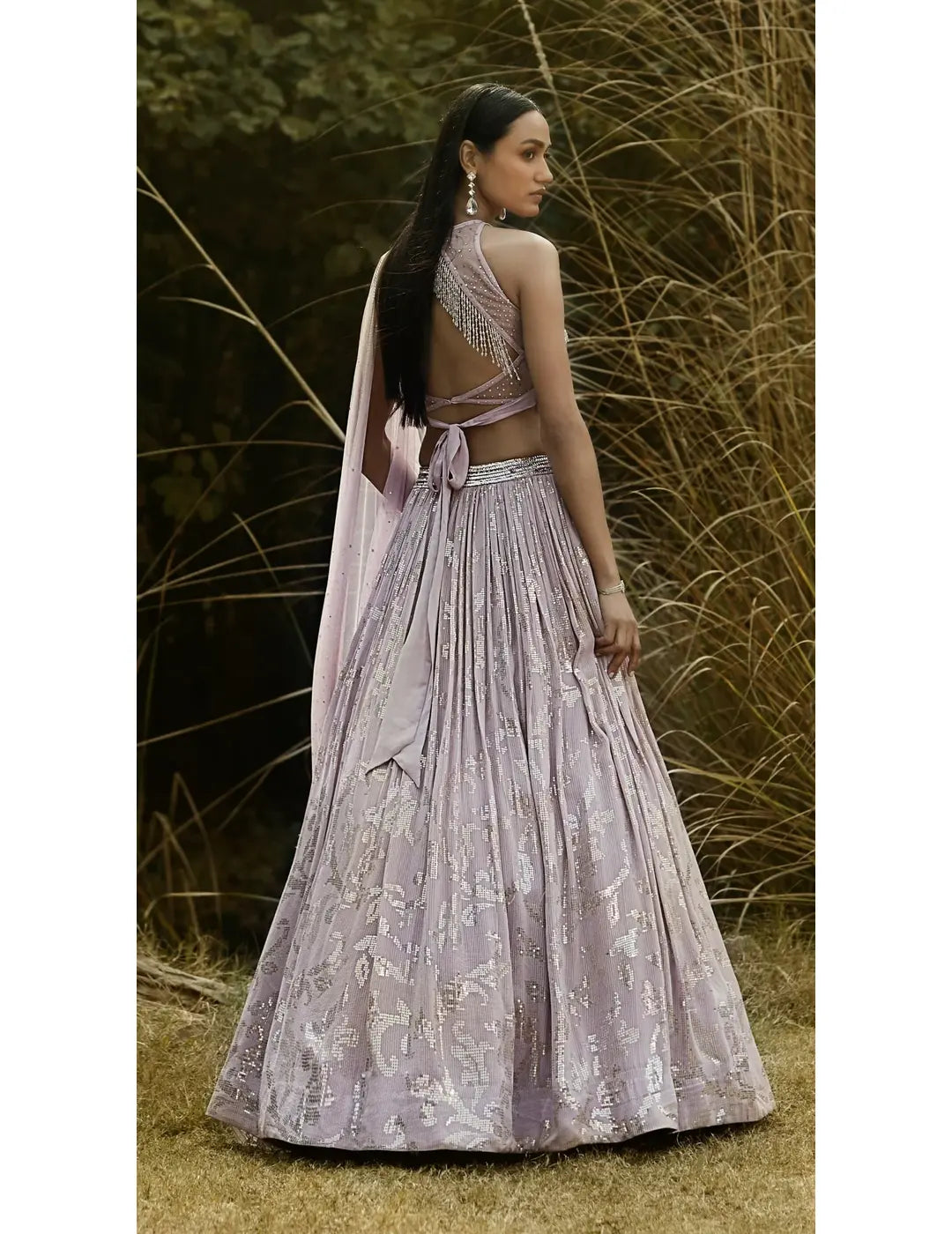 Lilac Embroidered Lehenga Set