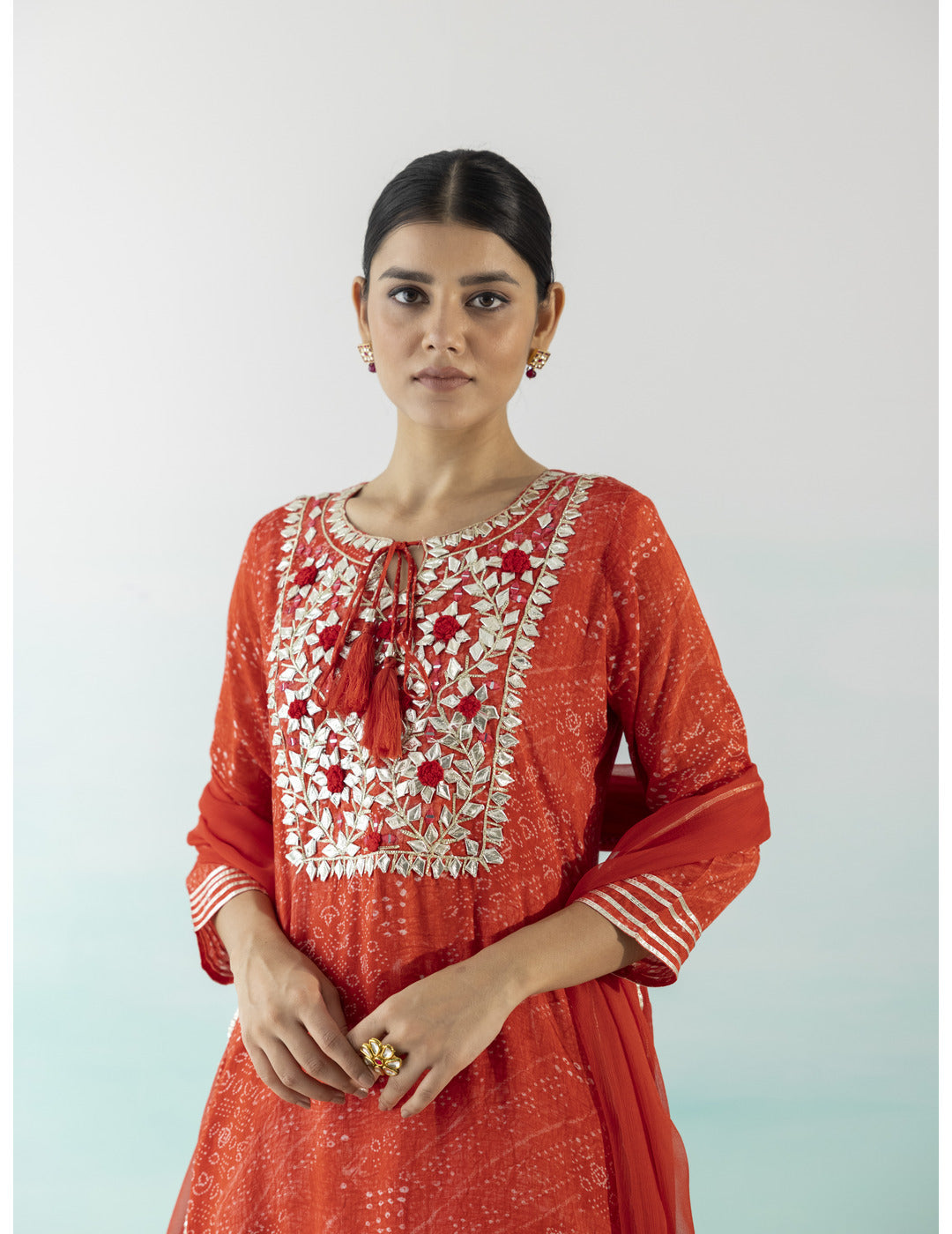 Red Yoke Detailed Kurta Set