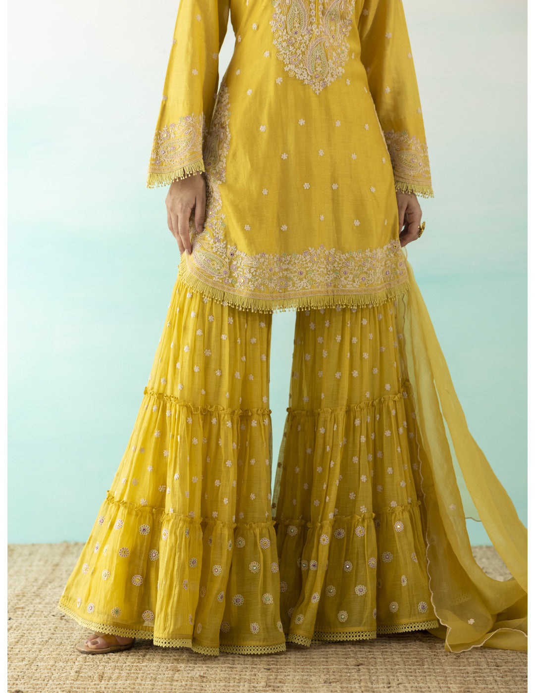 Yellow Embroidered Suit Set