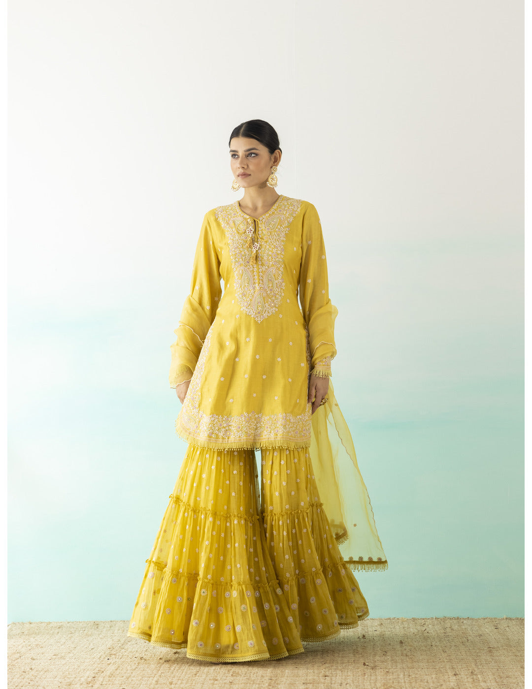 Yellow Embroidered Suit Set