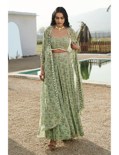 Pista Sharara Set With Cape