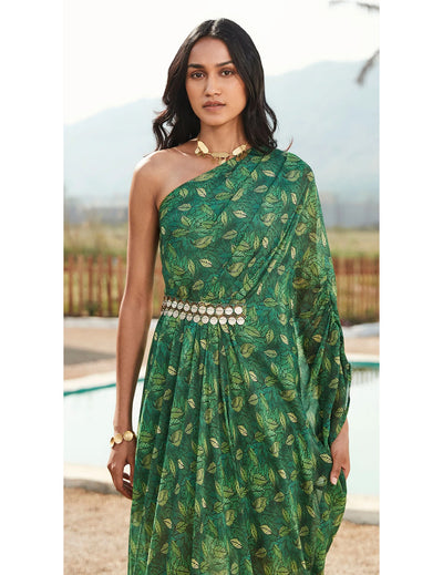 Green off-shoulder kaftan singapore