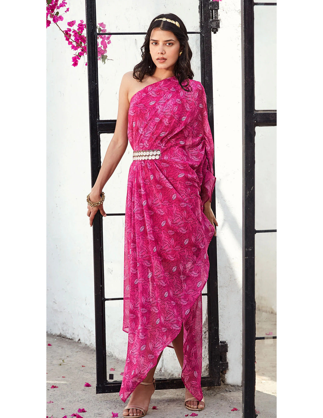 Pink Off-Shoulder Kaftan