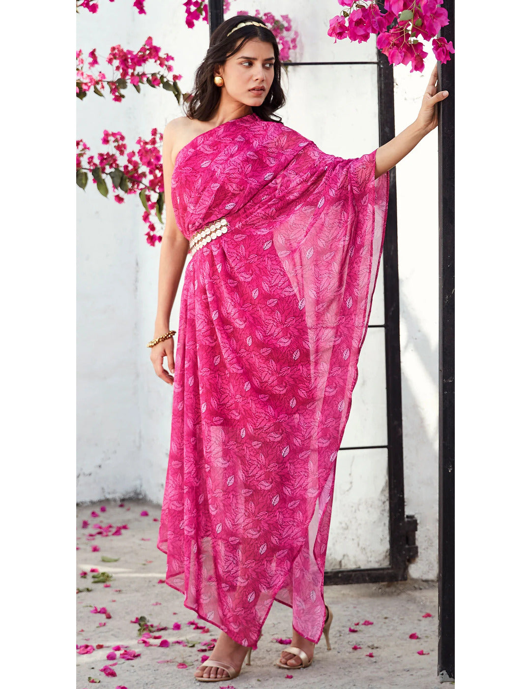 Pink Off-Shoulder Kaftan