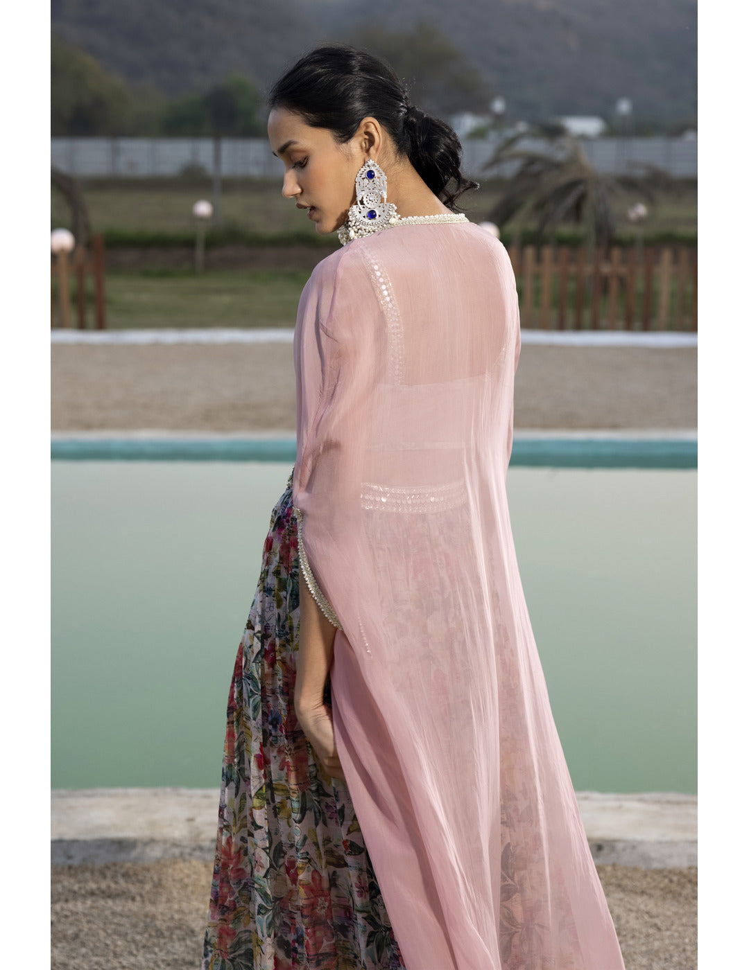 Pink Sharara Set With Cape singapore