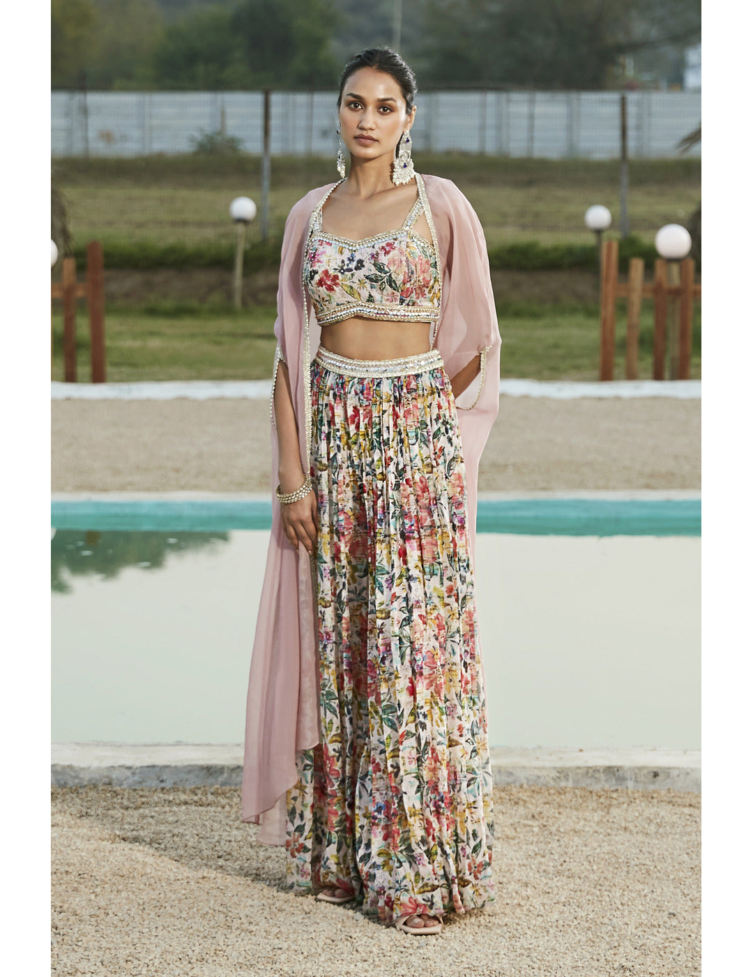 Pink Sharara Set With Cape singapore