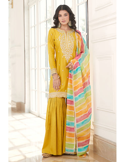 Yellow Embroidered Sharara Set singapore