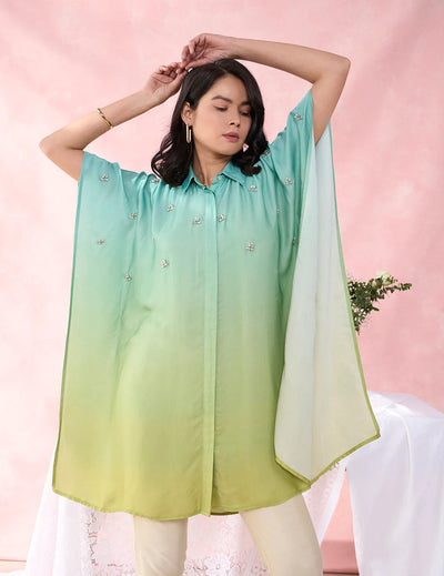 Ombre Blue Green Tarol Shirt | Online Women’s Wear Singapore