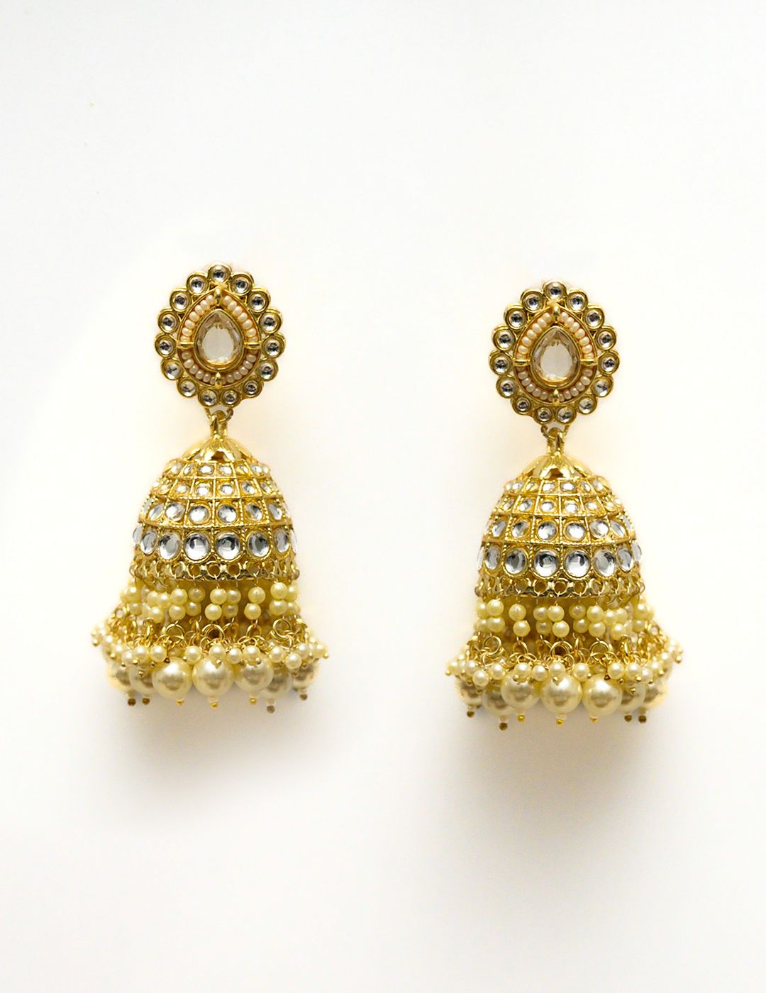 Stone Pearl Jhumki Earchains