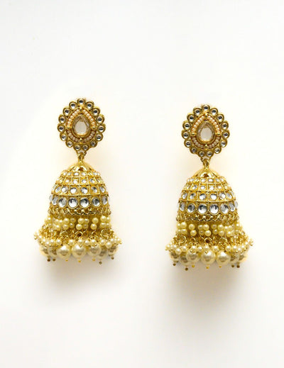 Stone Pearl Jhumki Earchains