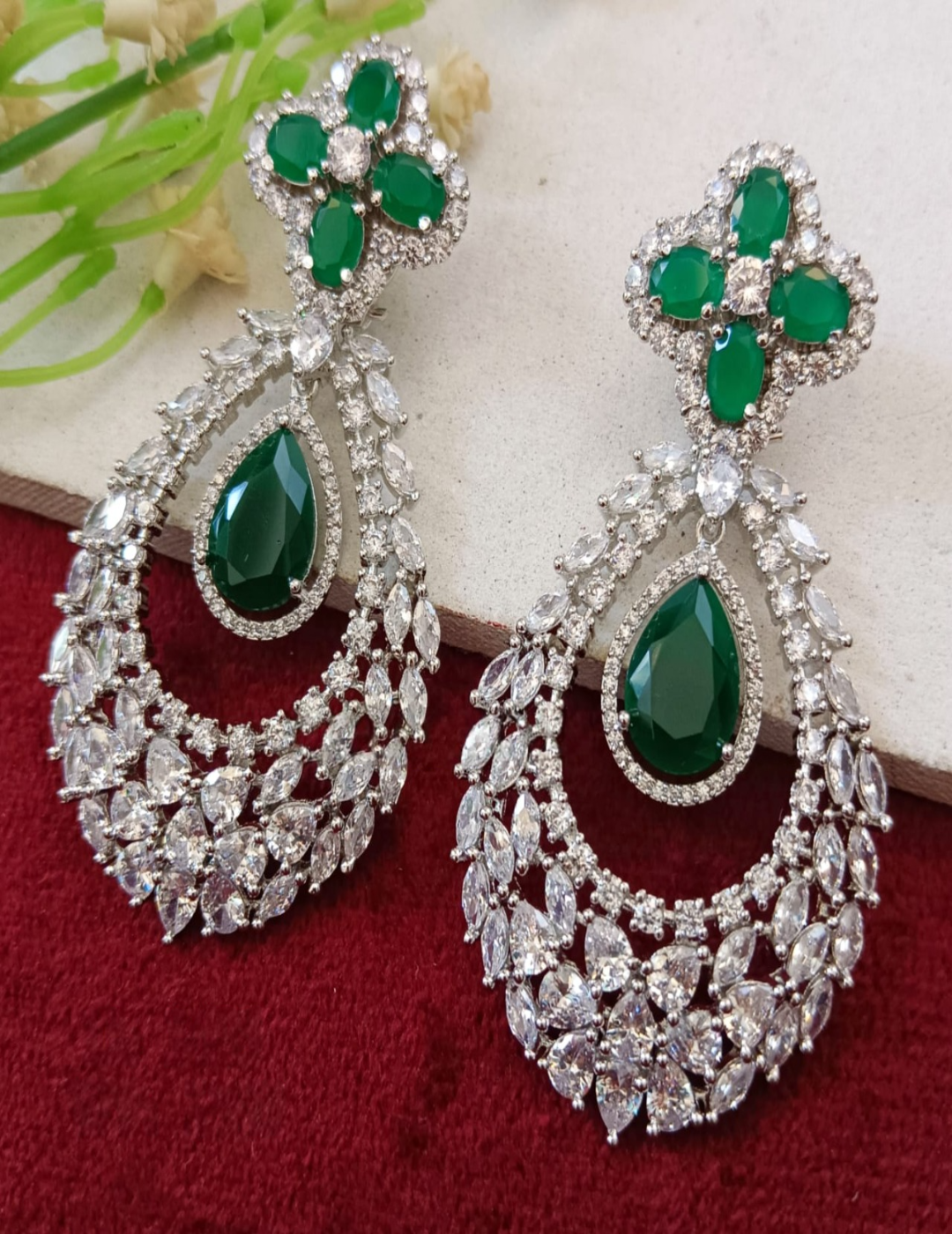 Green Emerald Teardrop Earrings