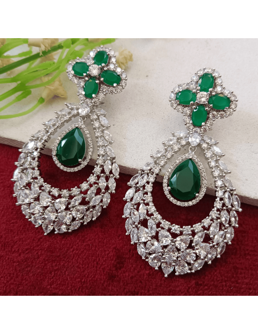 Green Emerald Teardrop Earrings