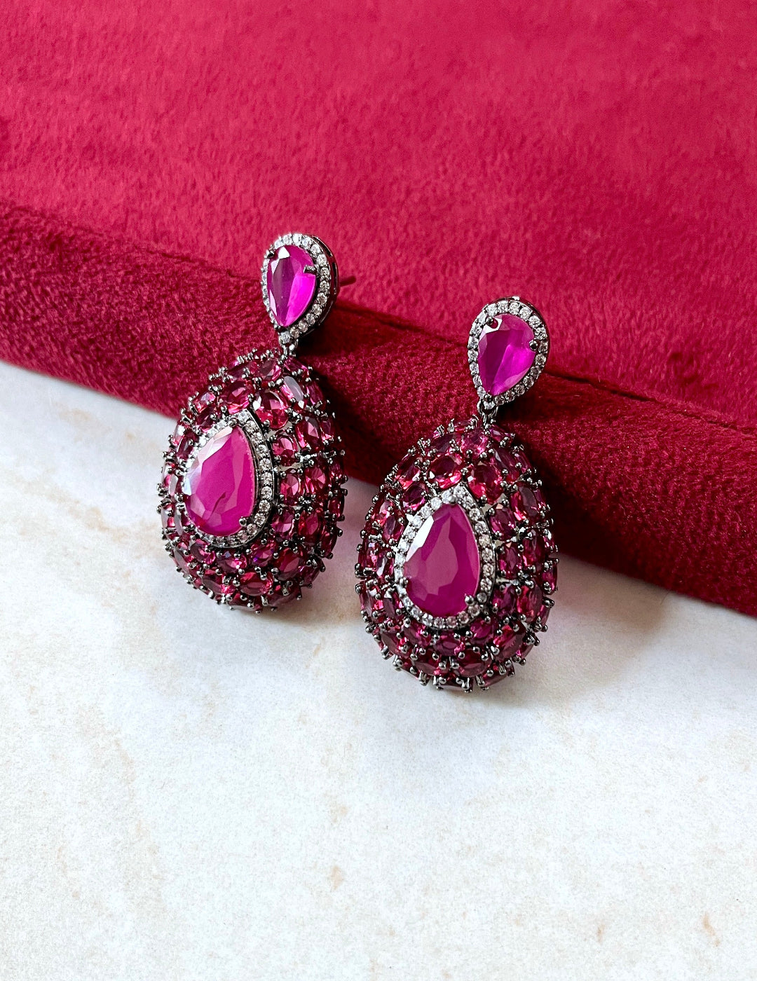 Pink Ruby Studded Earrings