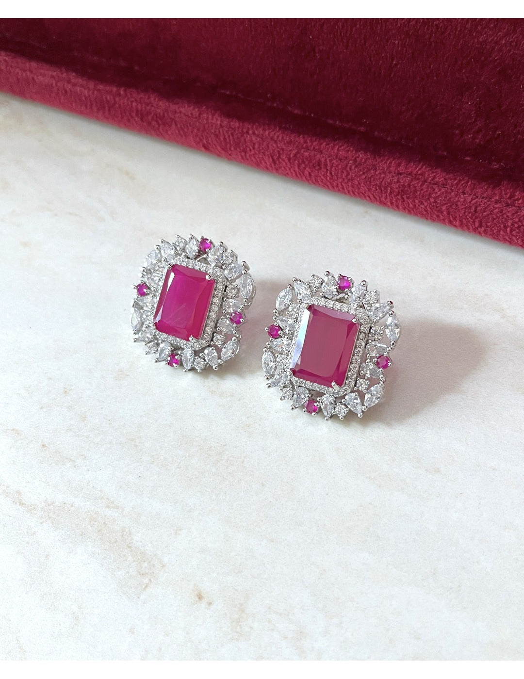 Pink Faux Diamond Earrings