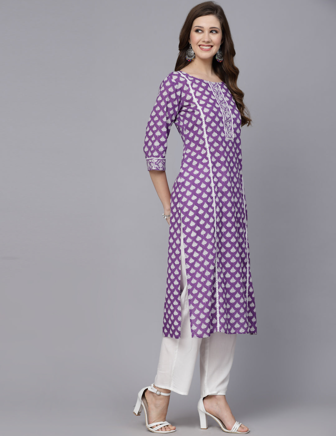 Purple Motif Straight Kurta online 