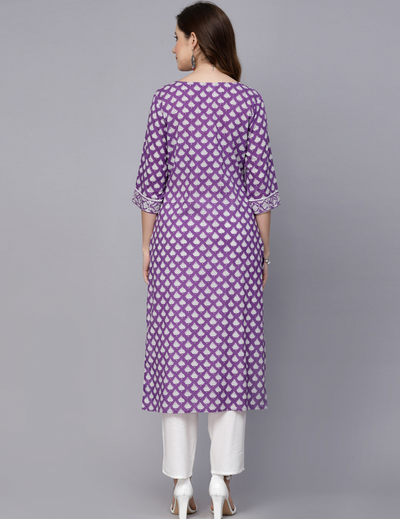 Purple Motif Straight Kurta online 