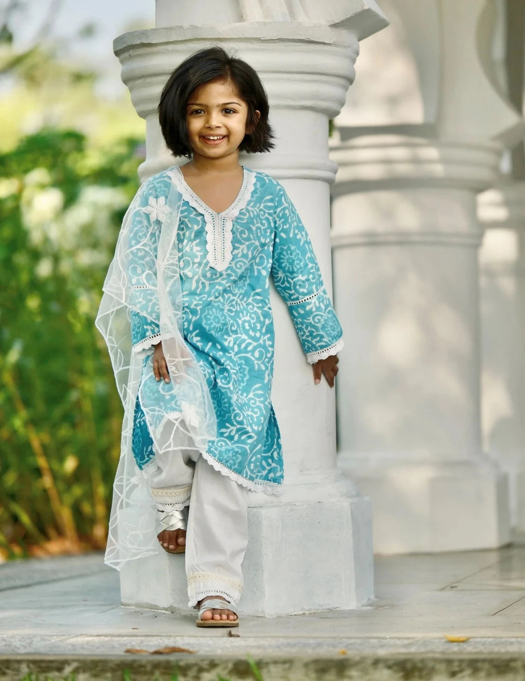 Meher Girls Blue Kurti Set